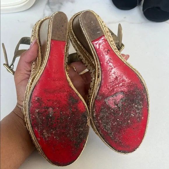 Christian Louboutin Gold Wedges - Picture 11 of 11